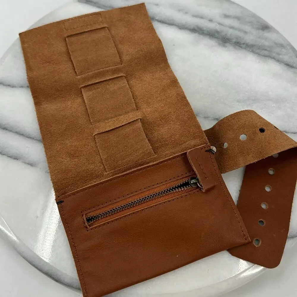 Albert roll up soft brown leather wallet